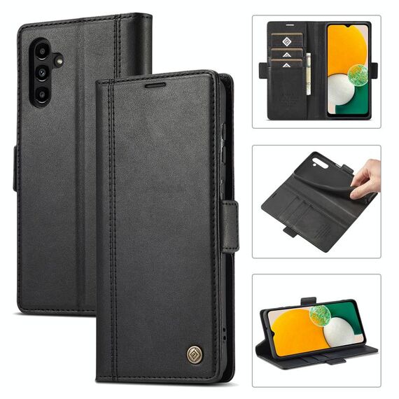 Per Samsung Galaxy S24 FE 5G LC.IMEEKE Custodia in pelle per telefono con slot per schede adatta alla pelle (nero)