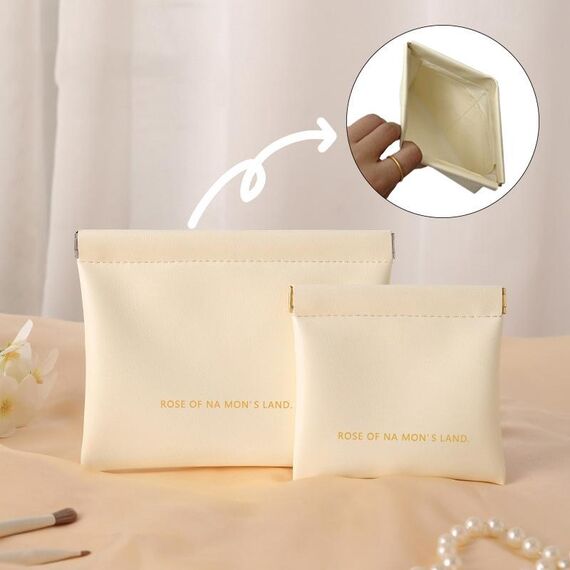 2 pezzi/set PU cavo dati auricolari borsa portaoggetti mini portatile rossetto borsa portamonete, dimensioni: grande + piccolo (bianco)