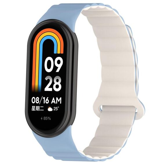 Per Xiaomi Smart Band 9/8 Cinturino magnetico in silicone bicolore (Blue Starlight)