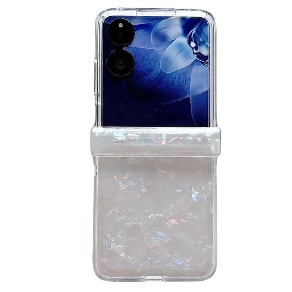 Per Xiaomi Mix Flip Custodia per telefono con texture a conchiglia perlescente in tre pezzi (beige)