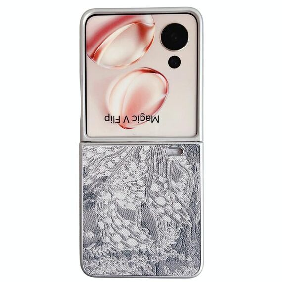 Custodia per telefono a copertura totale For Honor Magic V Flip Embroidery Style (grigio)