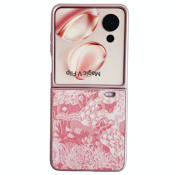 Custodia per telefono a copertura totale For Honor Magic V Flip Embroidery Style (rosa)