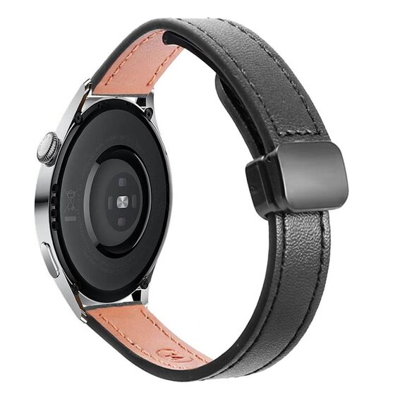 Cinturino in microfibra in pelle con fibbia magnetica sottile da 22 mm per Huawei Watch 3 (arancione + albicocca crema)