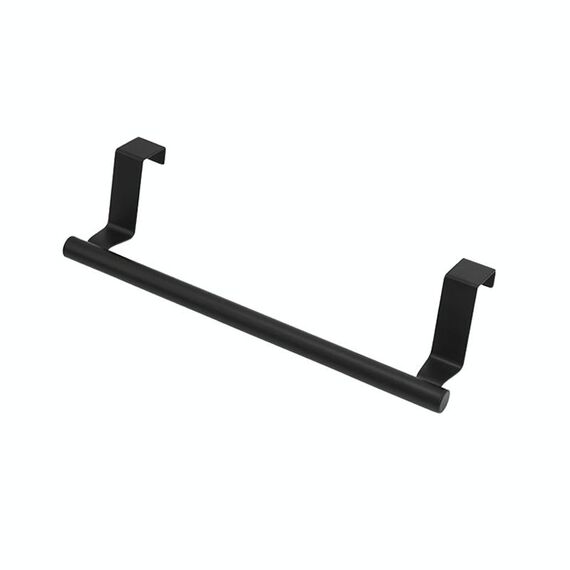 Portasciugamani da appendere alla porta in acciaio inox No-Punch, lunghezza: 23,5 cm, nero