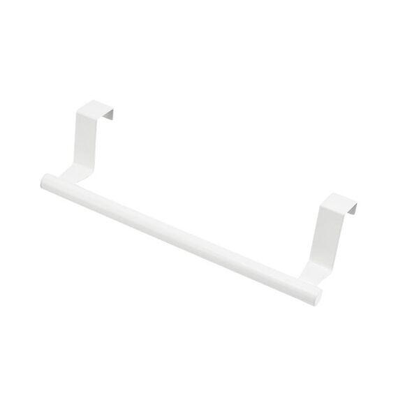 Portasciugamani sopraporta in acciaio inox No-Punch, porta stracci appeso alla porta dell'armadio, lunghezza: 23,5 cm, bianco