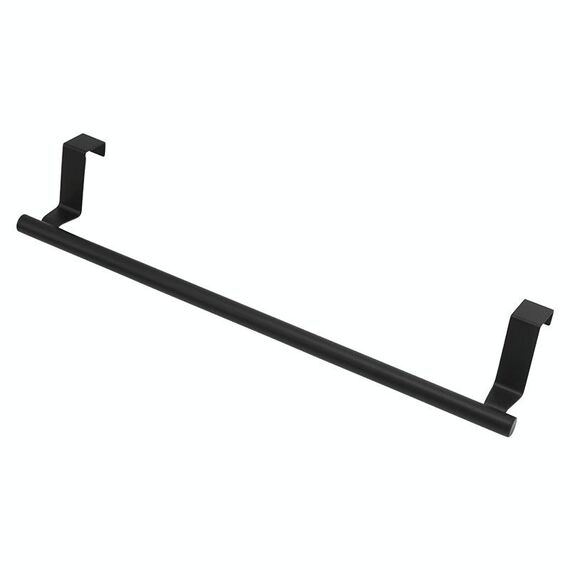 Portasciugamani sopraporta in acciaio inox No-Punch, porta stracci da appendere alla porta dell'armadio, lunghezza: 36,5 cm, nero