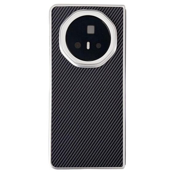 Custodia pieghevole in pelle grana Kevlar per telefono Honor Magic V3 in fibra di carbonio (nero)