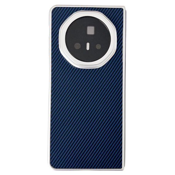 Custodia pieghevole in pelle grana Kevlar per telefono Honor Magic V3 in fibra di carbonio (blu scuro)