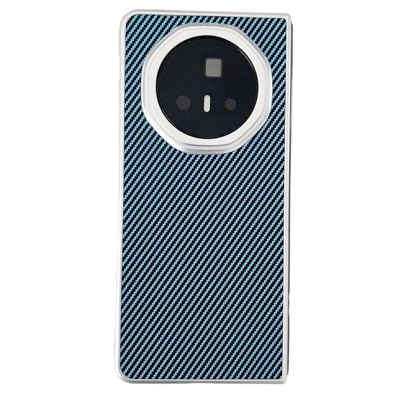 Custodia pieghevole in fibra di carbonio e pelle con grana Kevlar per telefono Honor Magic V3 (azzurro chiaro)