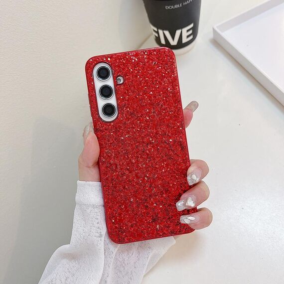 Per Samsung Galaxy S24 FE 5G Custodia per telefono in TPU antiurto con polvere glitterata (rosso)