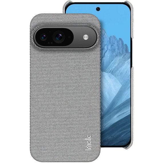 Per Google Pixel 9 / 9 Pro Custodia per telefono in PU + PC con texture in tessuto serie Ruiyi imak (grigio chiaro)