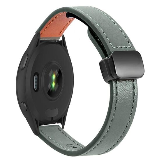 Per Garmin Forerunner 265 22mm Slim Magnetic Buckle Microfiber Leather Watch Band (Avocado Green)