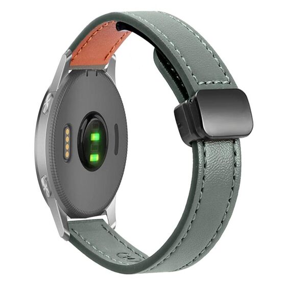 Per Garmin Forerunner 255 22mm Slim Magnetic Buckle Microfiber Leather Watch Band (Avocado Green)