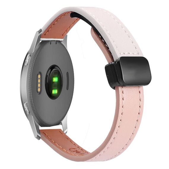 Per Garmin Forerunner 255 22mm Slim Magnetic Buckle Microfiber Leather Watch Band (Rosa+Albicocca)