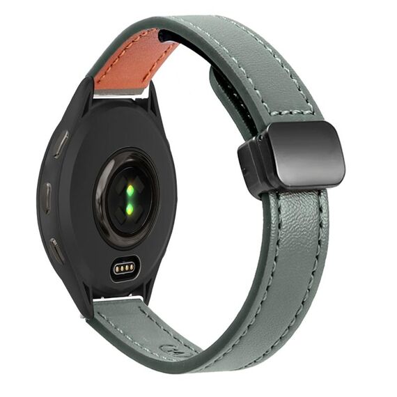 Per Garmin Venu 2 22mm Slim Magnetic Buckle Microfiber Leather Watch Band (Avocado Green)