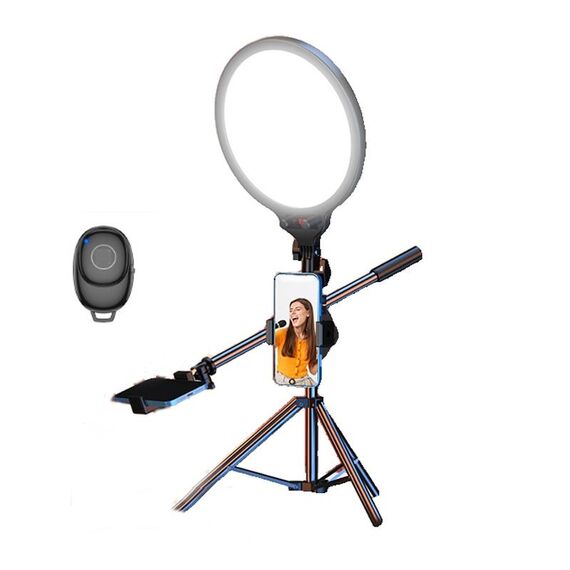 Set di treppiedi per selfie ad anello luminoso a schermo intero da 12,6 pollici per streaming live, specifiche: ripresa dall'alto di 55 cm