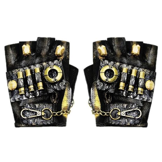 Guanti da motociclista punk a mezze dita Accessori di Halloween (L)