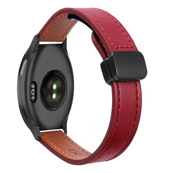 Per Garmin Vivoactive 5 Slim Cinturino in pelle microfibra con fibbia magnetica da 20 mm (rosso vino)