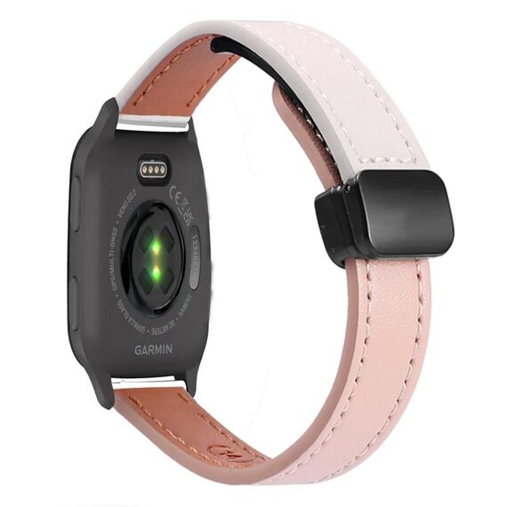 Per Garmin Venu SQ2 Slim Cinturino in pelle microfibra con fibbia magnetica da 20 mm (rosa + albicocca)