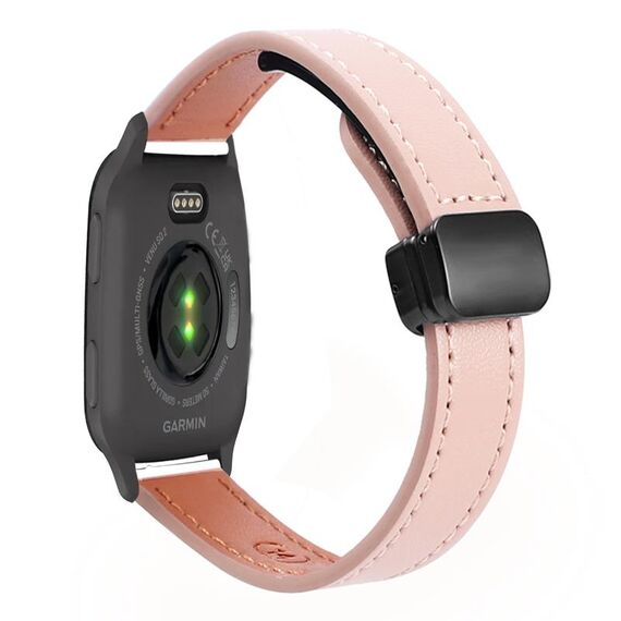 Per Garmin Venu SQ Slim Cinturino in pelle microfibra con fibbia magnetica da 20 mm (rosa sakura)