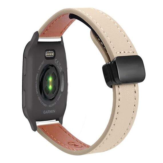 Per Garmin Venu SQ Slim Cinturino in pelle microfibra con fibbia magnetica da 20 mm (albicocca crema)