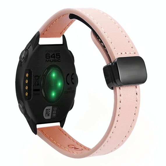 Per Garmin Forerunner 645 Music Slim Fibbia Magnetica 20mm Cinturino in Microfibra in Pelle (Sakura Rosa)