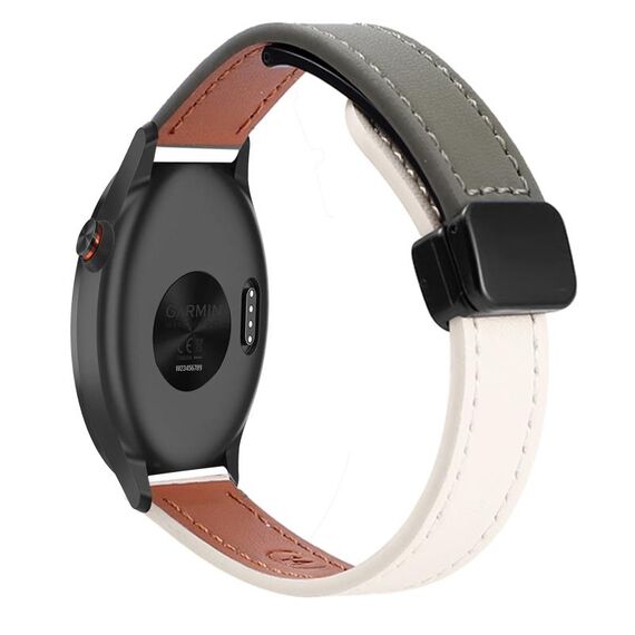 Per Garmin Approach S40 Slim Fibbia Magnetica Cinturino in Microfibra da 20mm in Pelle (Albicocca+Verde Avocado)