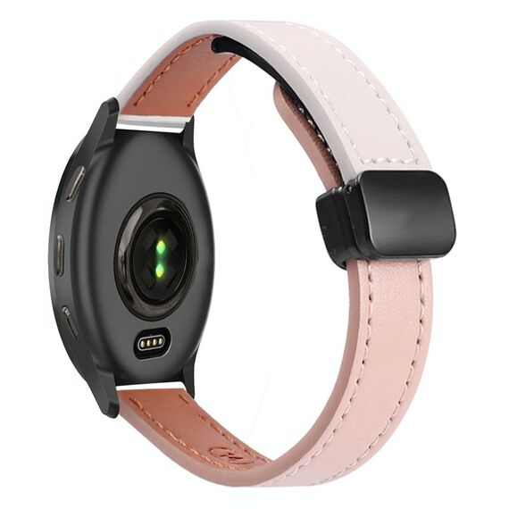 Per Garmin Venu 2 Plus Slim Magnetic Buckle 20mm Cinturino in pelle microfibra (rosa + albicocca)