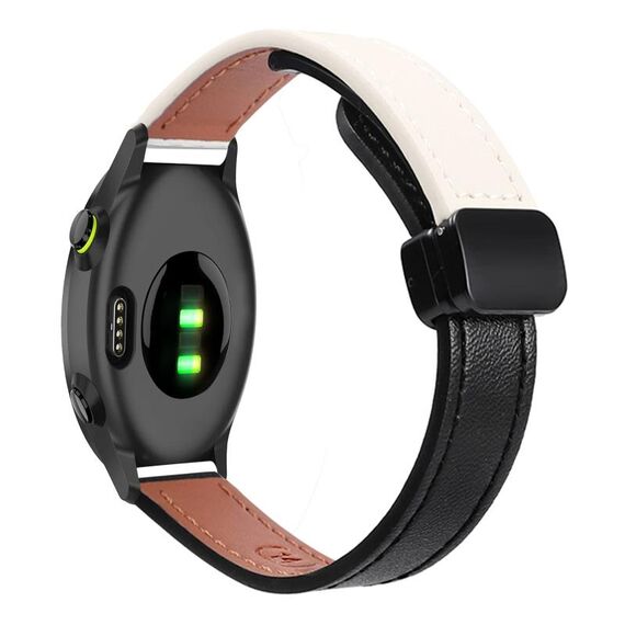 Per Garmin Forerunner 55 Slim Fibbia Magnetica 20mm Cinturino in Microfibra in Pelle (Nero+Albicocca)