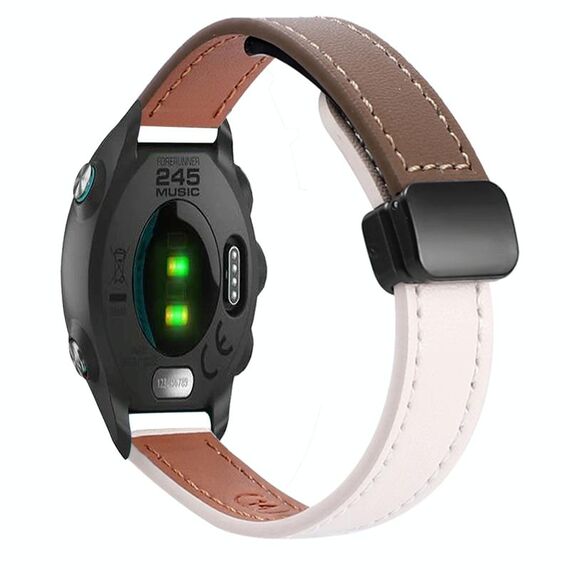 Per Garmin Forerunner 245 Slim Fibbia Magnetica 20mm Cinturino in Microfibra in Pelle (Albicocca+Caramello Macchiato)