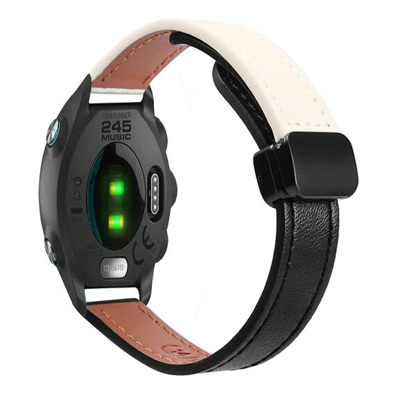 Per Garmin Forerunner 245 Slim Fibbia Magnetica 20mm Cinturino in Microfibra in Pelle (Nero+Albicocca)