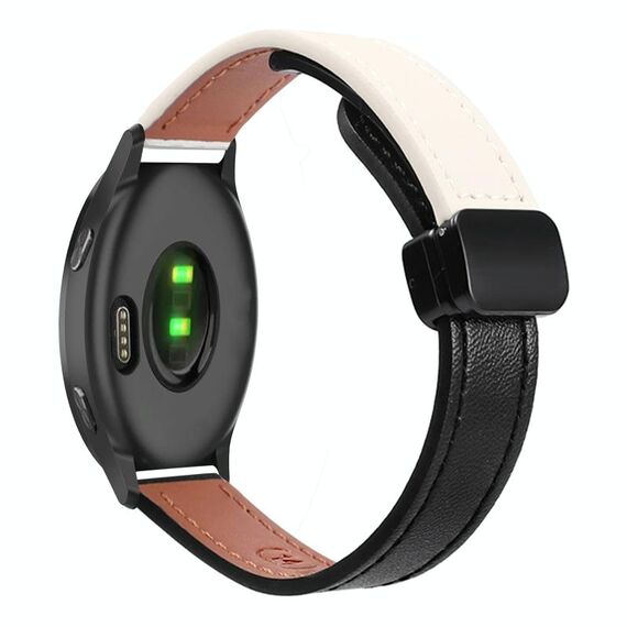 Per Garmin Venu Slim Cinturino in pelle microfibra con fibbia magnetica da 20 mm (nero + albicocca)