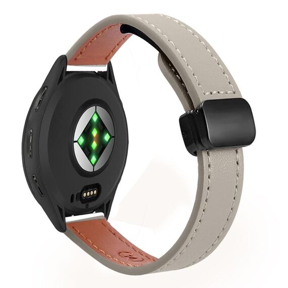 Per Garmin Venu 3S 18mm Slim Magnetic Buckle Microfiber Leather Watch Band (Vitello Elephant Gray)