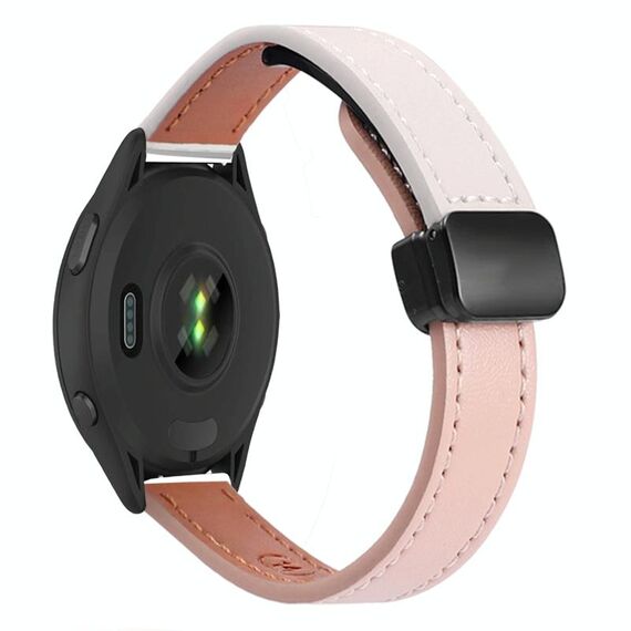 Per Garmin Forerunner 265S 18mm Slim Magnetic Buckle Microfiber Leather Watch Band (Rosa+Albicocca)