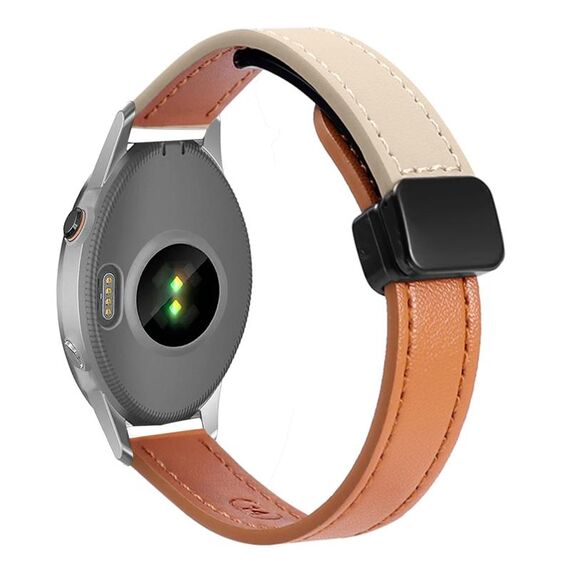 Per Garmin Forerunner 255S 18mm Slim Magnetic Buckle Microfiber Leather Watch Band (Aimaorange+Crema Apricot)