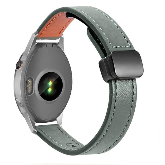 Per Garmin Forerunner 255S 18mm Slim Magnetic Buckle Microfiber Leather Watch Band (Avocado Green)