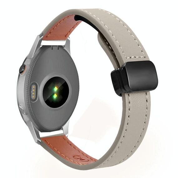 Per Garmin Forerunner 255S 18mm Slim Magnetic Buckle Microfiber Leather Watch Band (Vitello Elephant Grey)
