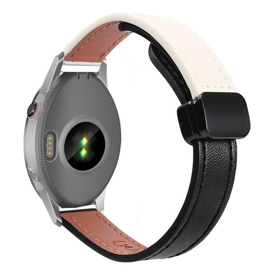 Per Garmin Forerunner 255S 18mm Slim Magnetic Buckle Microfiber Leather Watch Band (Nero+Albicocca)