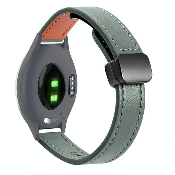 Per Garmin Move 3S 18mm Slim Magnetic Buckle Microfiber Leather Watch Band (Avocado Green)