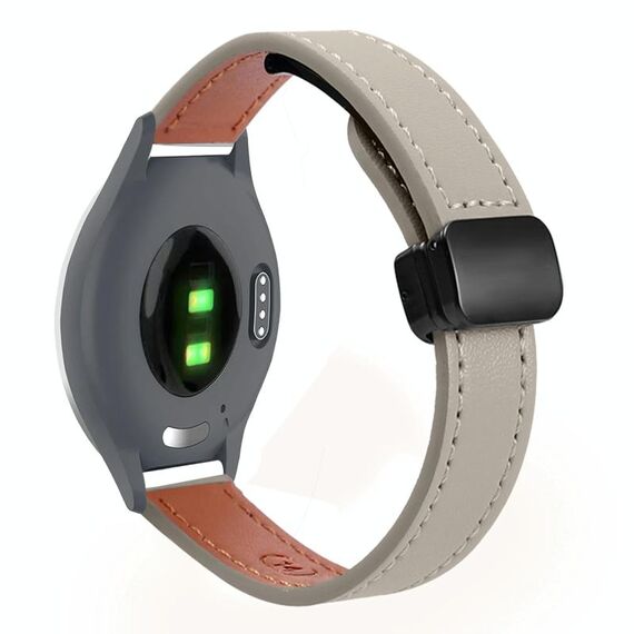 Per Garmin Move 3S 18mm Slim Magnetic Buckle Microfiber Leather Watch Band (Vitello Elephant Grey)