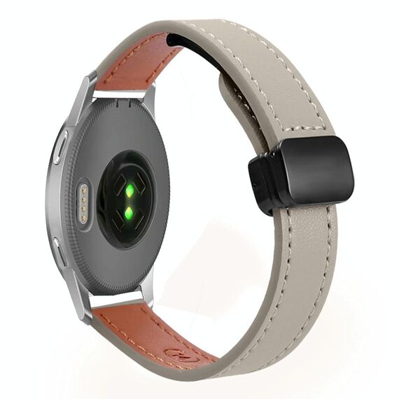Per Garmin Venu 2S 18mm Slim Magnetic Buckle Microfiber Leather Watch Band (Vitello Elephant Grey)