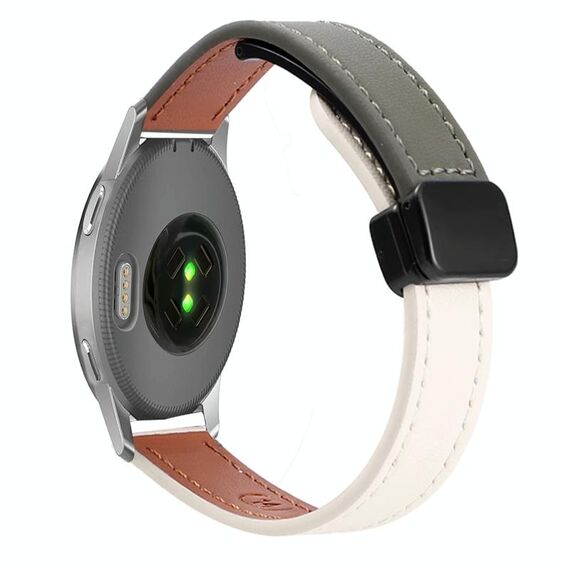 Per Garmin Venu 2S 18mm Slim Magnetic Buckle Microfiber Leather Watch Band (Albicocca+Verde Avocado)