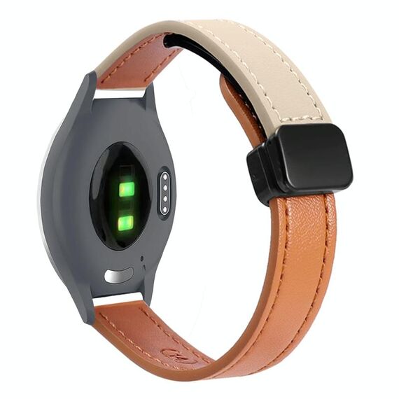 Per Garmin Active S 18mm Slim Magnetic Buckle Microfiber Leather Watch Band (Aimaorange+Crema Apricot)
