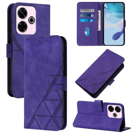 Per Redmi 13 4G / Note 13R Custodia a tracolla in pelle con stampa 3D (viola)