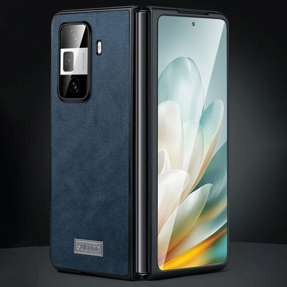 Per Honor Magic Vs3 SULADA Custodia antiurto in TPU + pelle fatta a mano per telefono (blu)