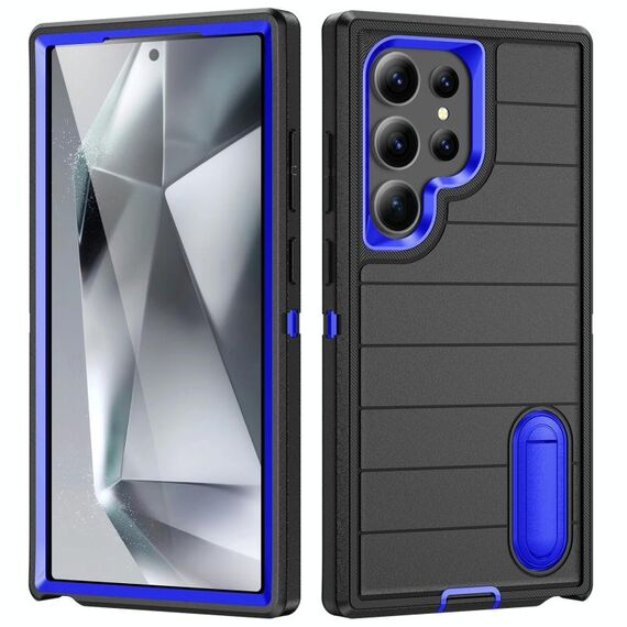 Per Samsung Galaxy S24 Ultra 5G Defender Gen2 Custodia per telefono in silicone + PC resistente con supporto (nero + blu scuro)