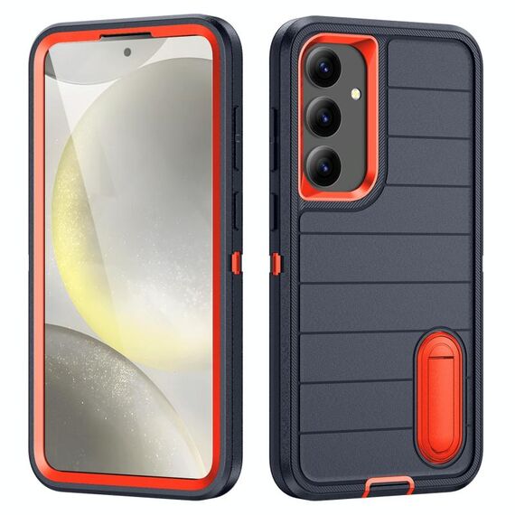 Per Samsung Galaxy S24+ 5G Defender Gen2 Custodia per telefono in silicone + PC resistente con supporto (blu scuro+arancione)