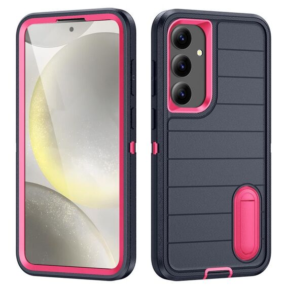 Per Samsung Galaxy S24+ 5G Defender Gen2 Custodia per telefono in silicone + PC resistente con supporto (blu scuro+rosa)