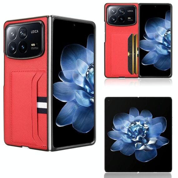 Per Xiaomi Mix Fold 4 Litchi Texture Card Slots Back Cover Custodia per telefono (rosso)