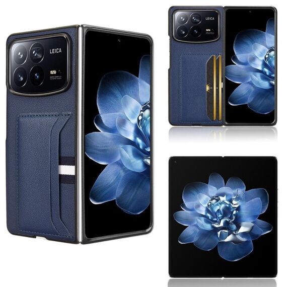 Per Xiaomi Mix Fold 4 Custodia per telefono con slot per schede e texture Litchi (blu)